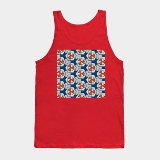 White, red and blue triangle pattern (triangle pattern art, triangle pattern drawing and triangle pattern design) Tank Top